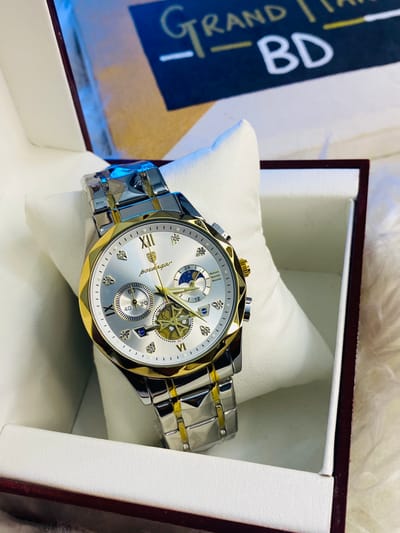 POEDAGAR 996 Stainless Steel Chronograph Luminous Quartz Watch For Men - Toton white Color_img_2