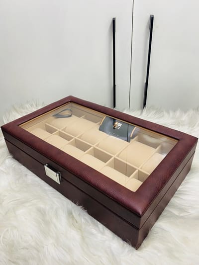 12 slit watch organiser brown color_img_0