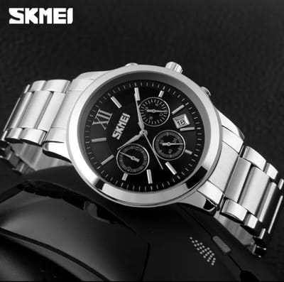 SKMEI 9097 Classic Design Stainless Steel Chronograph Quartz Watch For Men_img_0