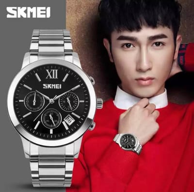 SKMEI 9097 Classic Design Stainless Steel Chronograph Quartz Watch For Men_img_1