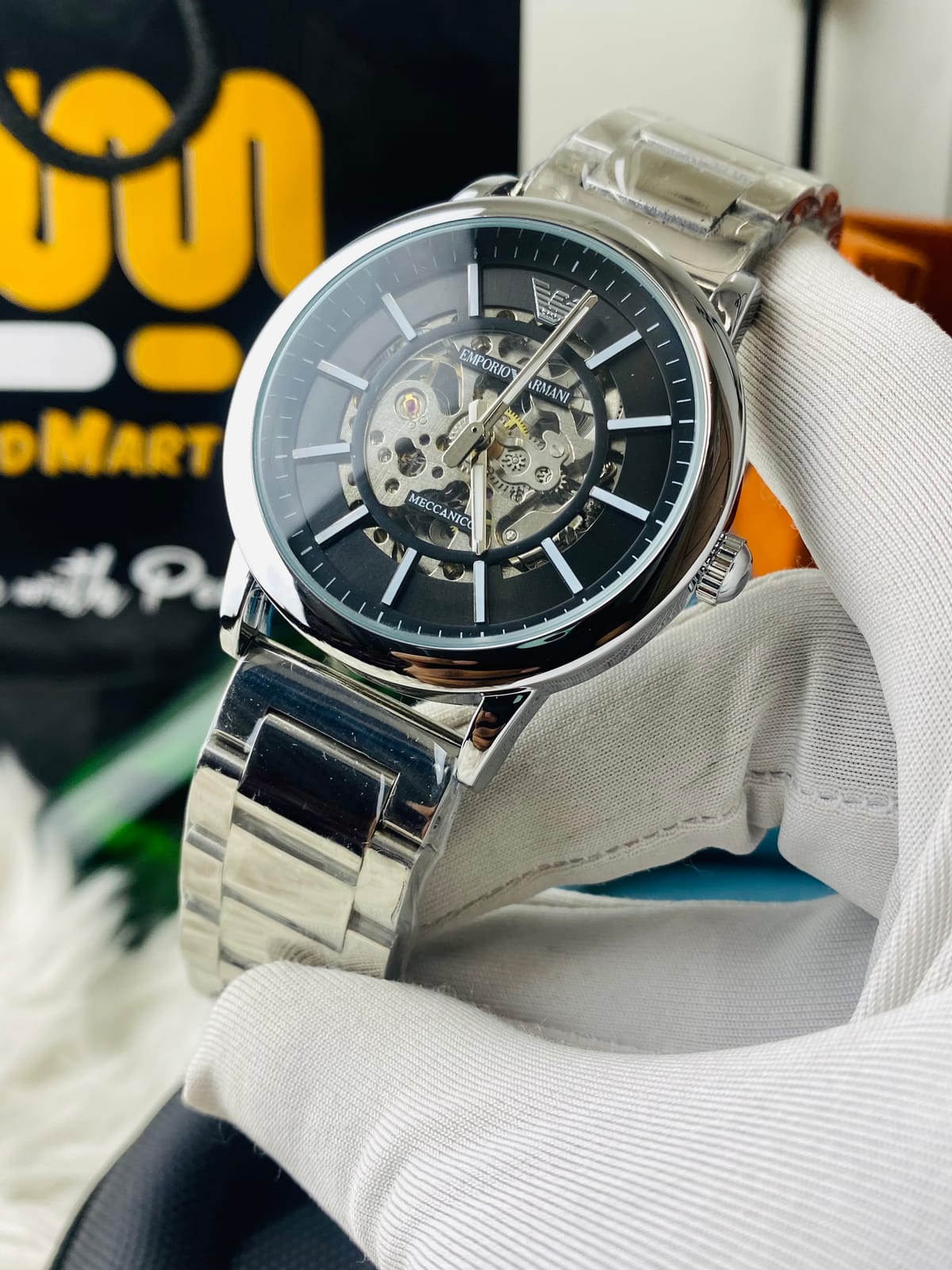 Emporio Armani Meccanico Automatic Silver Dial Steel Men's Watch
