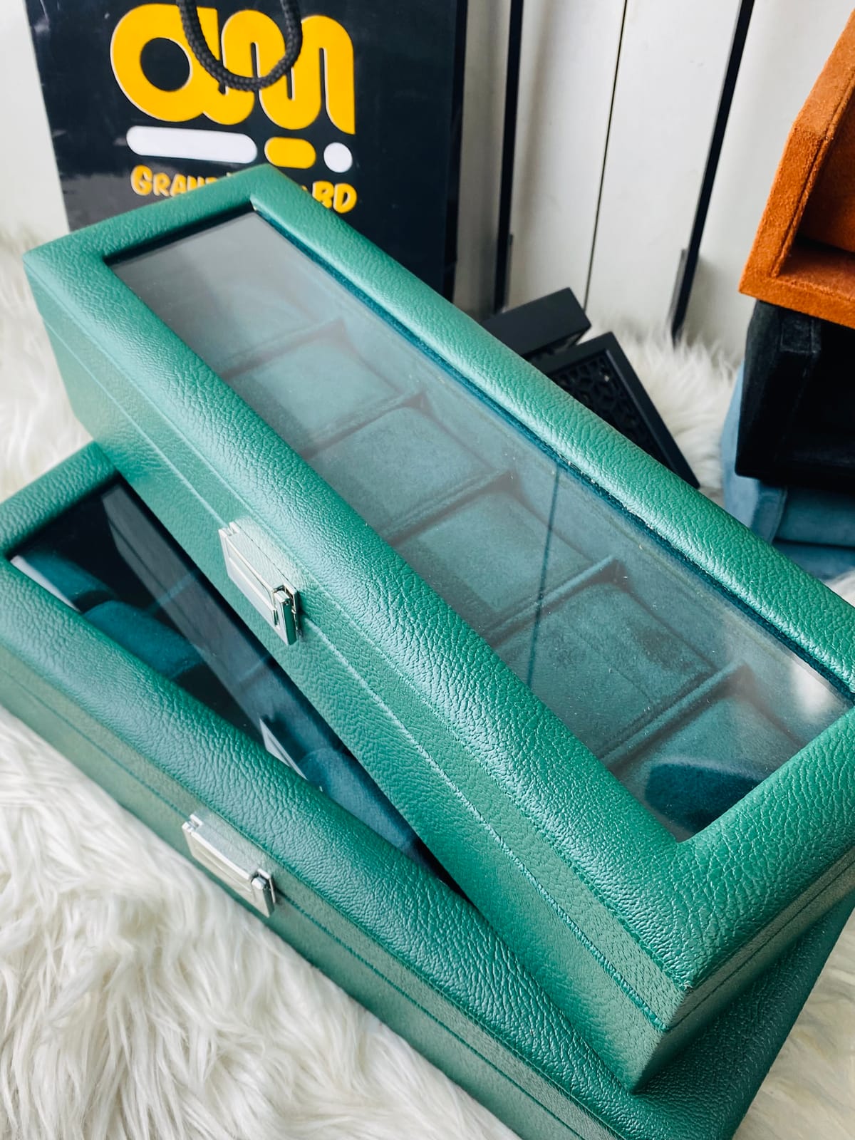 6 slot Watch box || Green Color