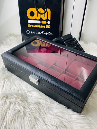 12 Slot watch Box || Black & Maroon_img_0