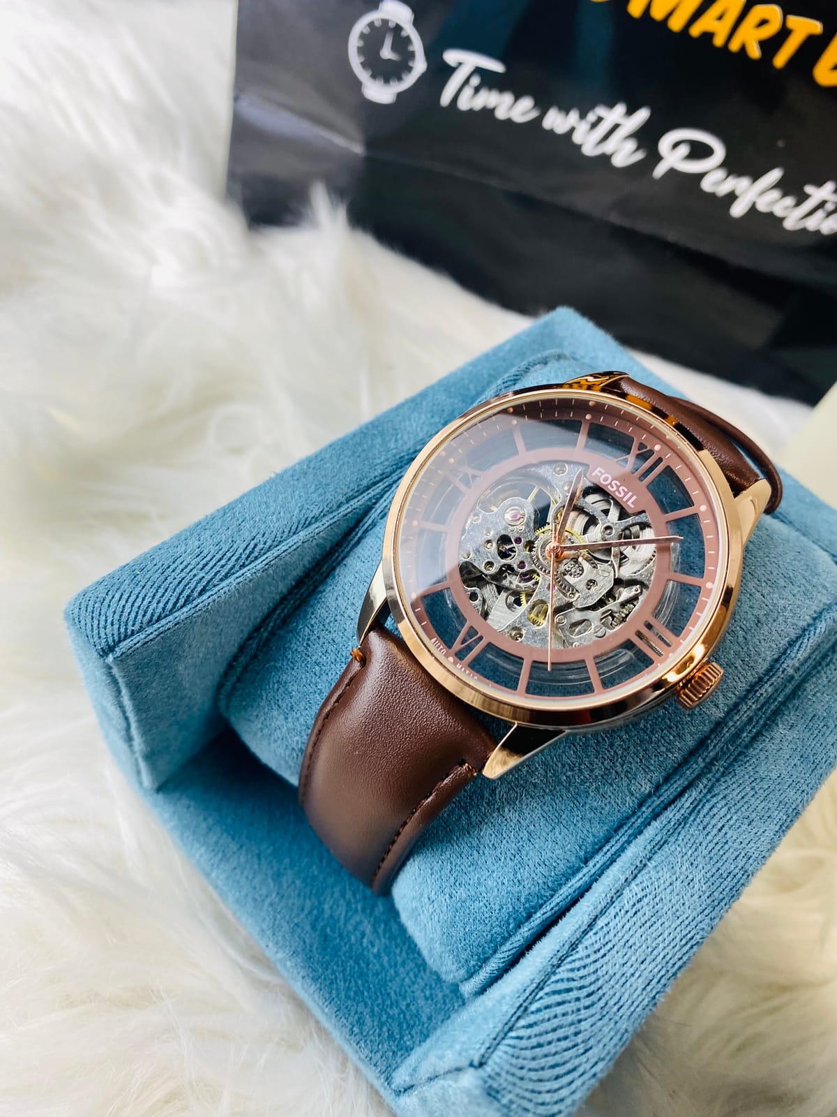 Fossil Dark Brown Dial Rose Men
