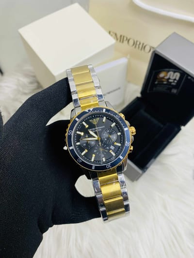 Emporio Armani World explore Black And Golden Dial Chronograph mens watch_img_0