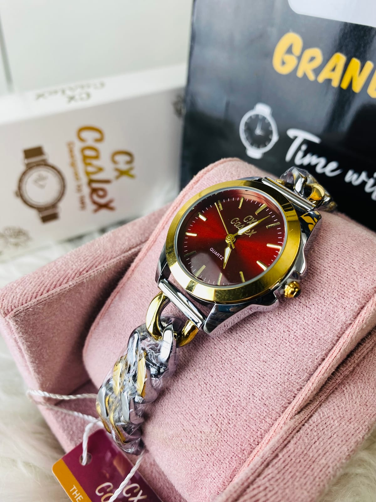 Caslex bracelet design red dial